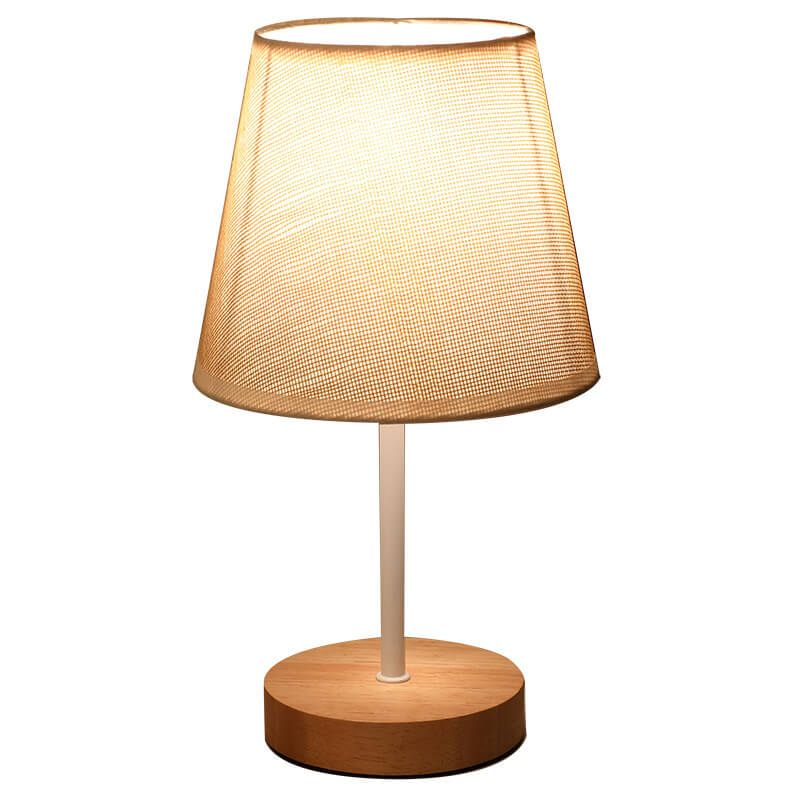 LED Table Lamp Solid Wood Fabric Cone Nordic Vintage Design-Lighting > Table Lamps-casanuva-casanuva