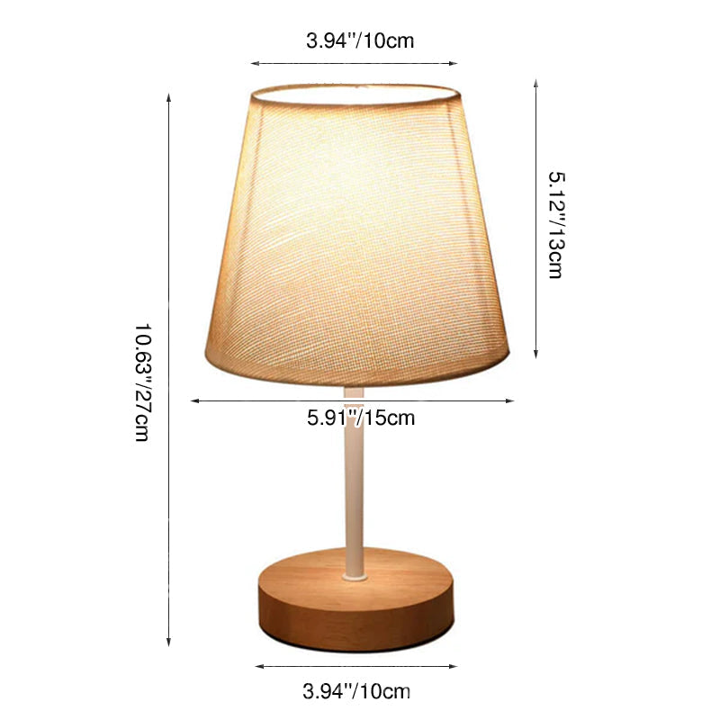 LED Table Lamp Solid Wood Fabric Cone Nordic Vintage Design-Lighting > Table Lamps-casanuva-casanuva