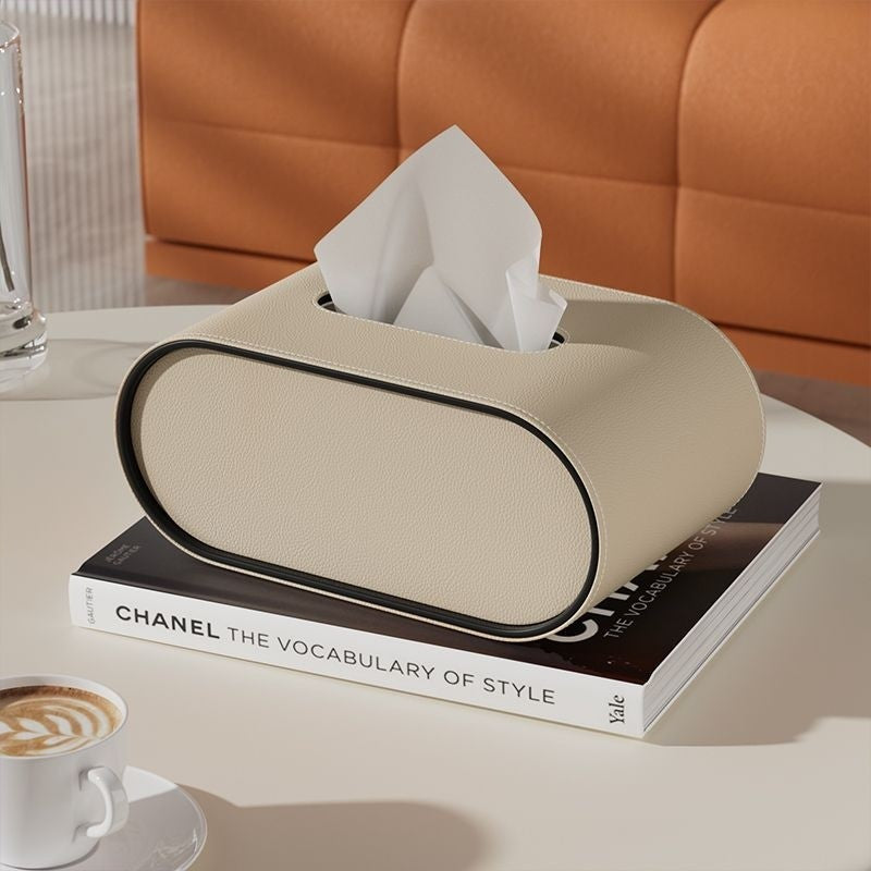Leather Tissue Box with Timeless Elegance-Home Decor > Decorative Accessories-casanuva-Beige-casanuva