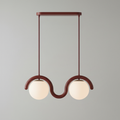 Linear Chandelier with Glass Globe Bulbs-Lighting > Chandeliers & Pendant Lights-casanuva-2 Heads-Red & White glass-casanuva