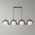 Linear Chandelier with Glass Globe Bulbs-Lighting > Chandeliers & Pendant Lights-casanuva-4 Heads-Black & White Glass-casanuva