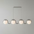 Linear Chandelier with Glass Globe Bulbs-Lighting > Chandeliers & Pendant Lights-casanuva-4 Heads-Silver & White glass-casanuva