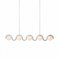Linear Chandelier with Glass Globe Bulbs-Lighting > Chandeliers & Pendant Lights-casanuva-5 heads-White & White glass-casanuva
