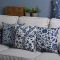 Linen Cotton Pillowcase with Traditional Porcelain Pattern-Bedding & Bath > Pillowcases-casanuva-casanuva