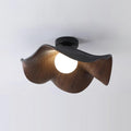 Lotus Leaf Pendant Light with LED Illumination-Lighting > Pendant Lights-casanuva-40cmx16cm-Black & Walnut color-casanuva