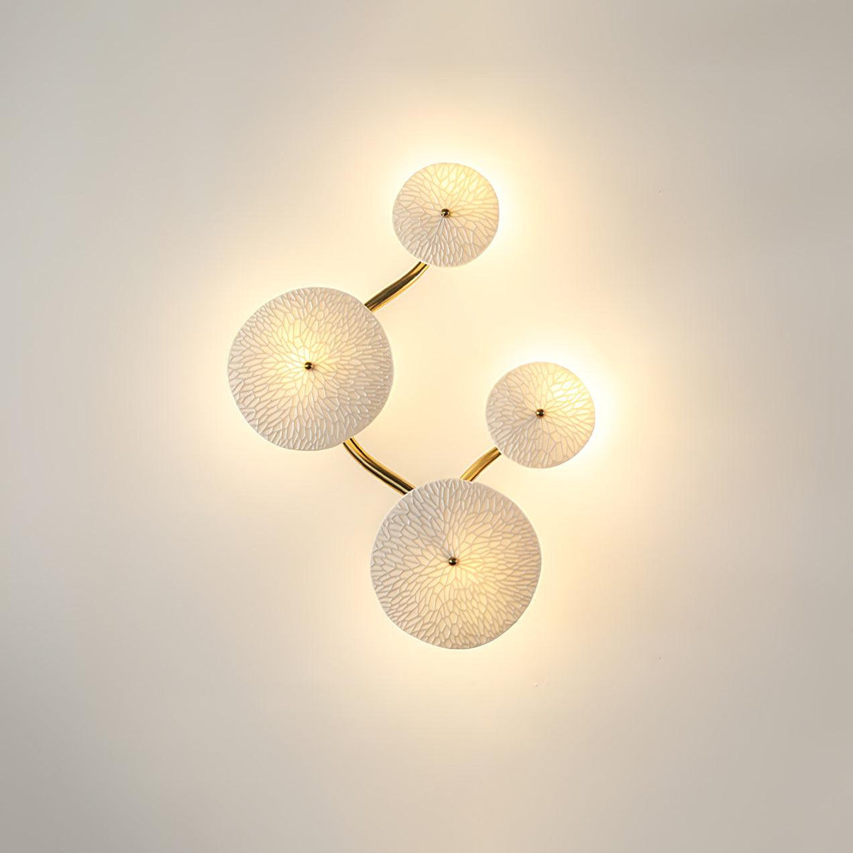 Lotus Petal LED Wall Lamp-Lighting > Wall Lights-casanuva-4 heads 35cmx45cm-Gold & White Ceramic-casanuva