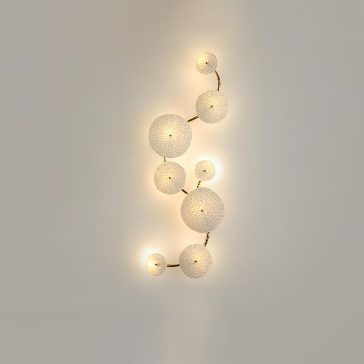 Lotus Petal LED Wall Lamp-Lighting > Wall Lights-casanuva-8 heads 38cmx100cm-Gold & White Ceramic-casanuva