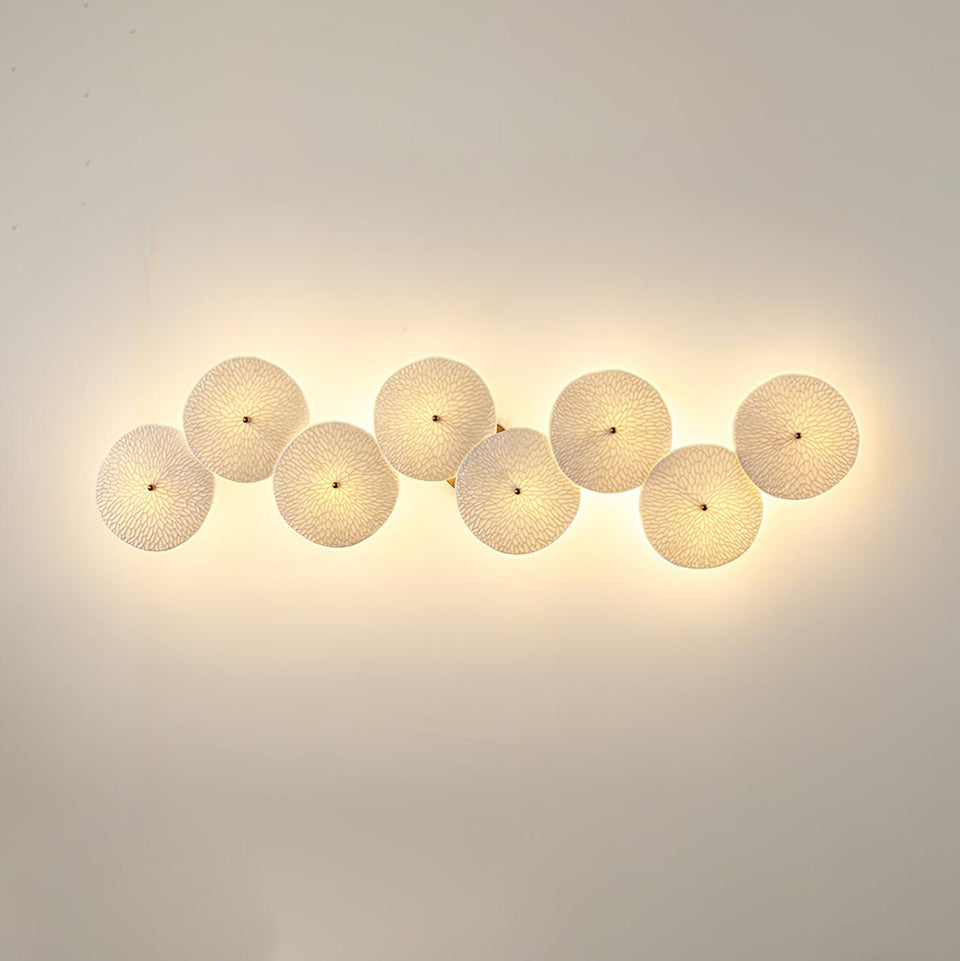 Lotus Petal LED Wall Lamp-Lighting > Wall Lights-casanuva-8 heads 95cmx28cm-Gold & White Ceramic-casanuva