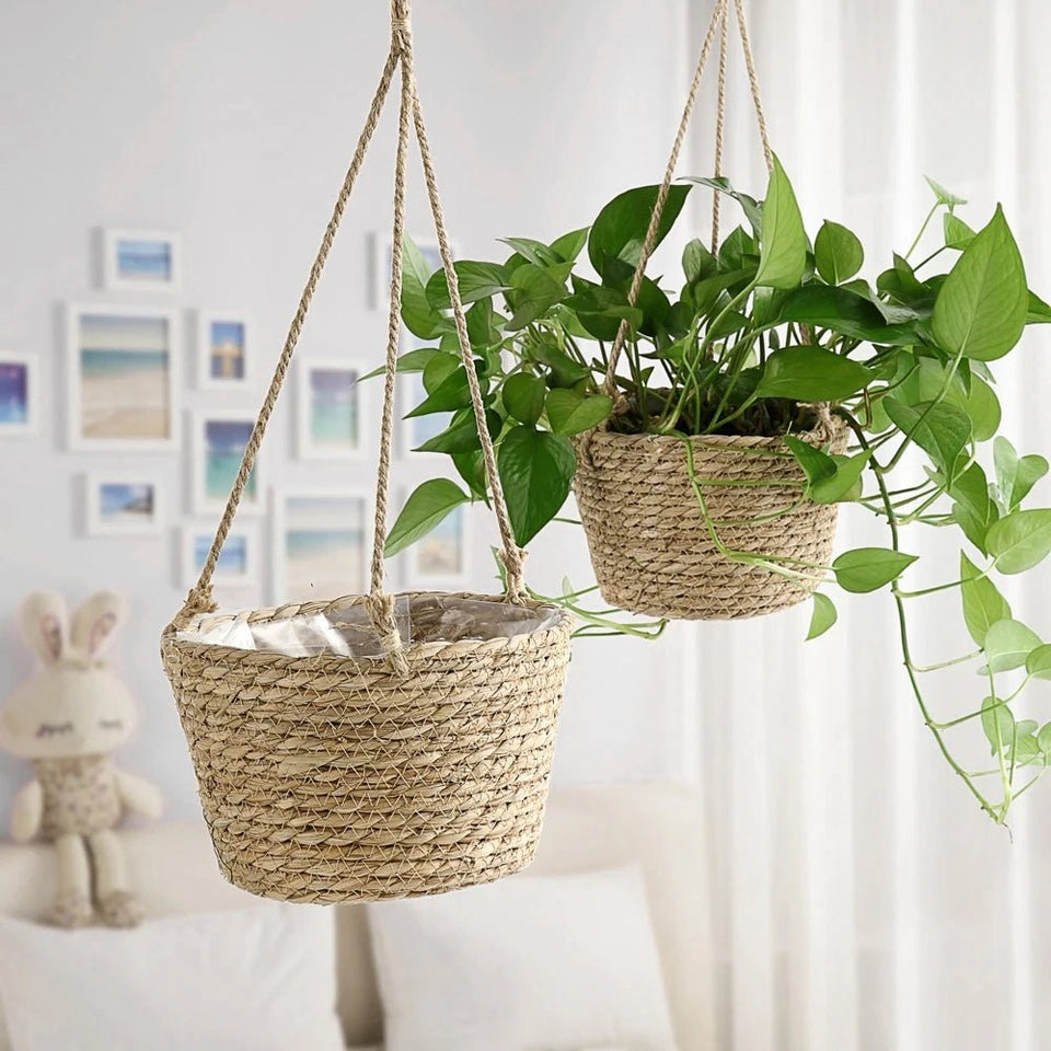 Macrame Plant Hanger Hand-Knotted Rustic Cord for Orchids and Houseplants-Home Decor > Decorative Accessories-casanuva-Khaki-casanuva