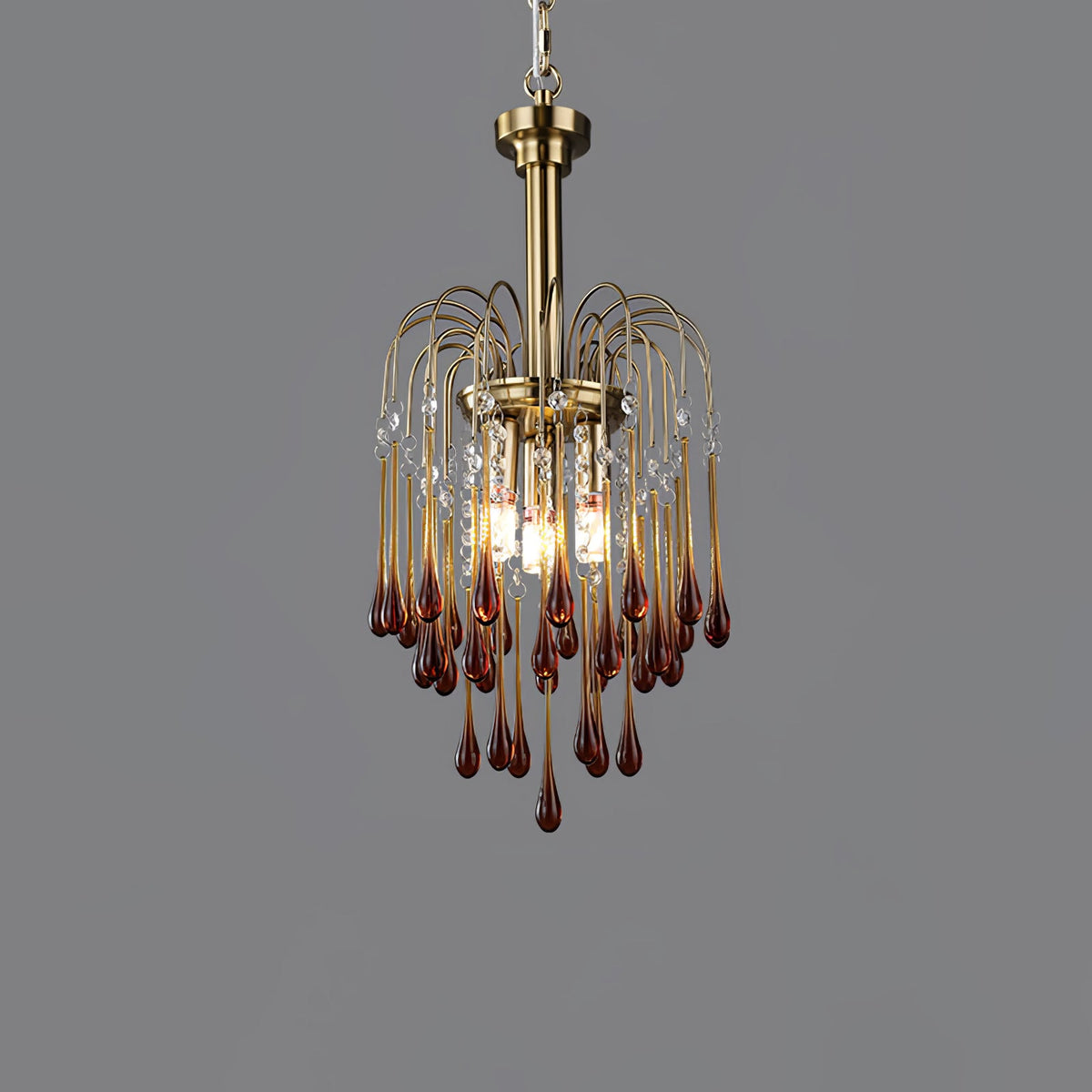 Maltose Crystal Chandelier Lighting Fixture-Lighting > Chandeliers & Pendant Lights-casanuva-30cmx50cm-Brass-Caramel-casanuva