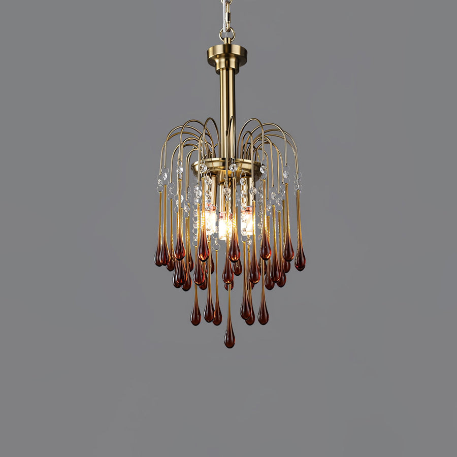 Maltose Crystal Chandelier Lighting Fixture-Lighting > Chandeliers & Pendant Lights-casanuva-30cmx50cm-Brass-Caramel-casanuva