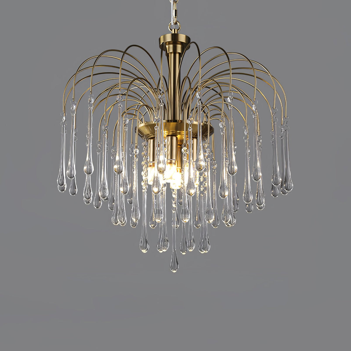 Maltose Crystal Chandelier Lighting Fixture-Lighting > Chandeliers & Pendant Lights-casanuva-55cmx53cm-Brass-Clear-casanuva