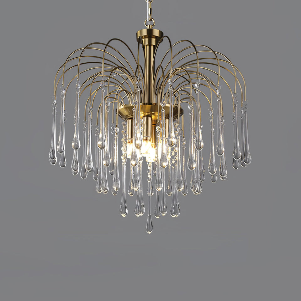 Maltose Crystal Chandelier Lighting Fixture-Lighting > Chandeliers & Pendant Lights-casanuva-55cmx53cm-Brass-Clear-casanuva