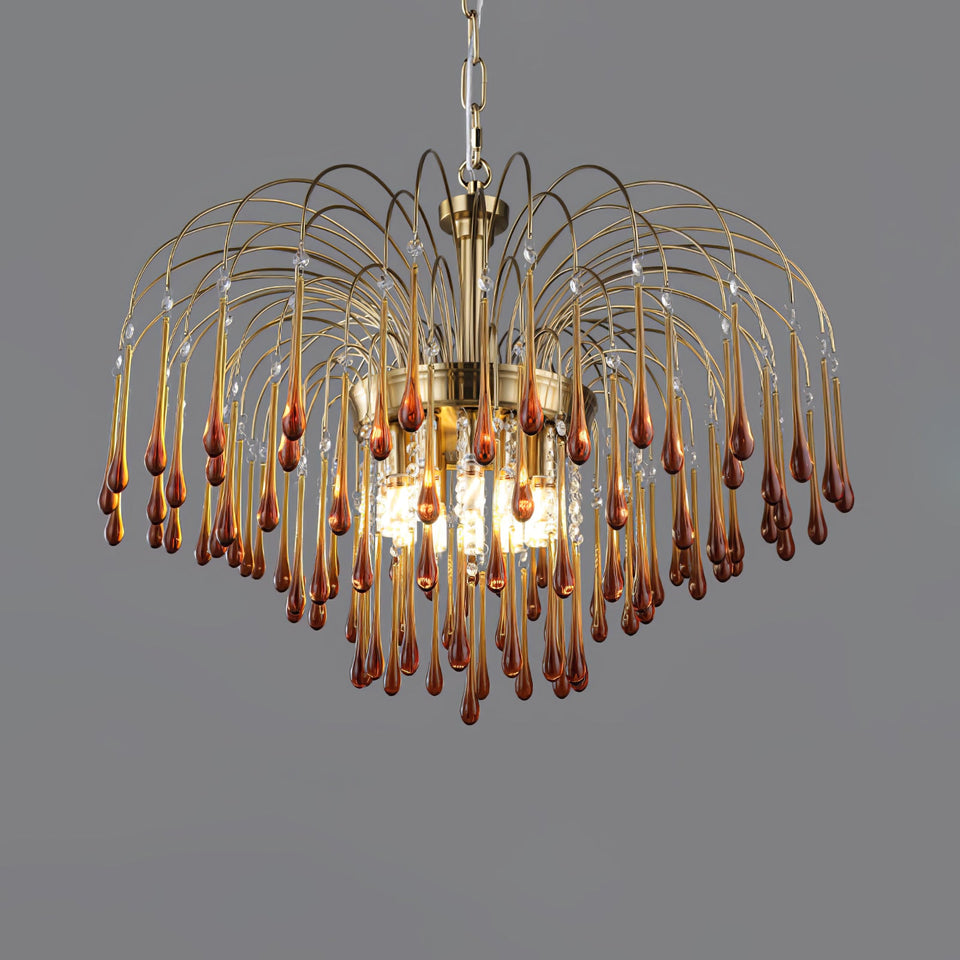 Maltose Crystal Chandelier Lighting Fixture-Lighting > Chandeliers & Pendant Lights-casanuva-80cmx56cm-Brass-Caramel-casanuva