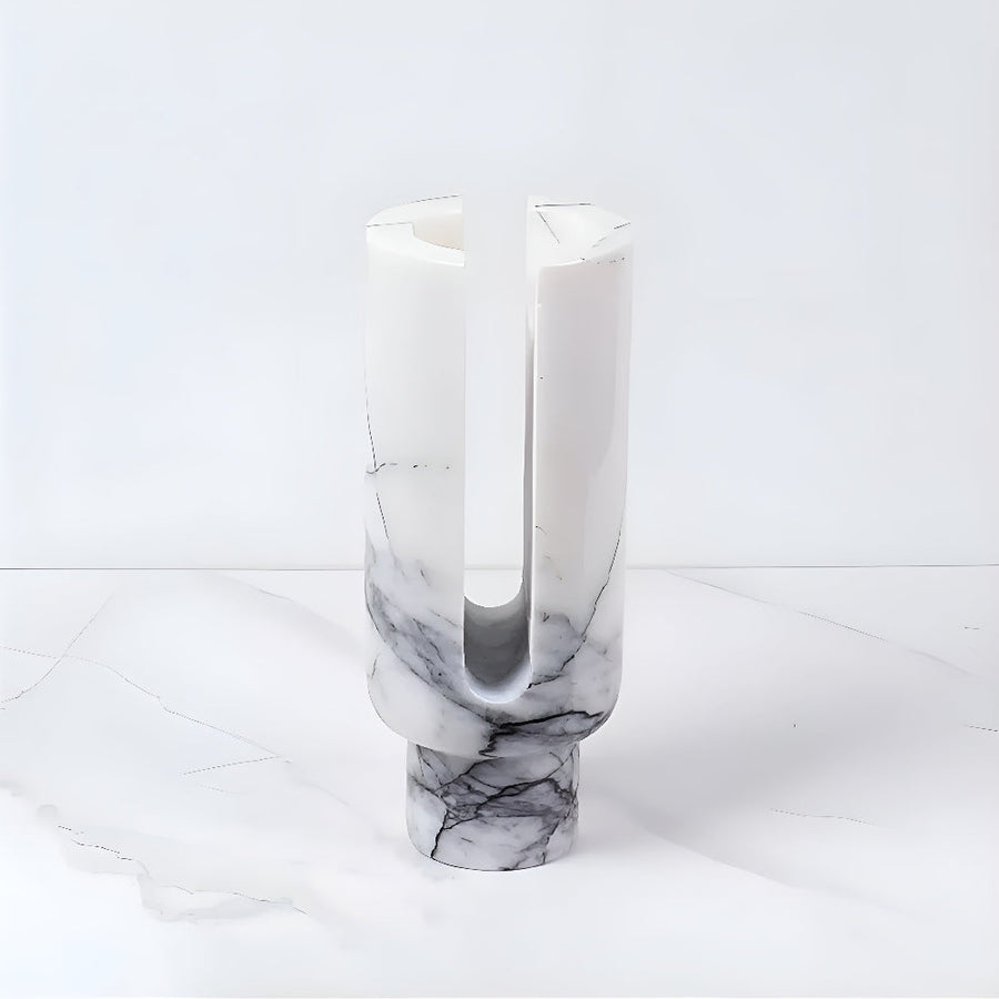 Marble Candle Holder Eclipse Design-Home Decor > Candle Holders-casanuva-Arctic White-casanuva
