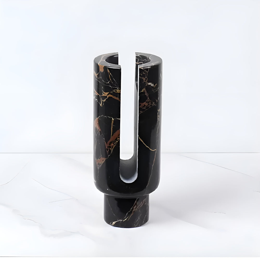 Marble Candle Holder Eclipse Design-Home Decor > Candle Holders-casanuva-Obsidian Black-casanuva