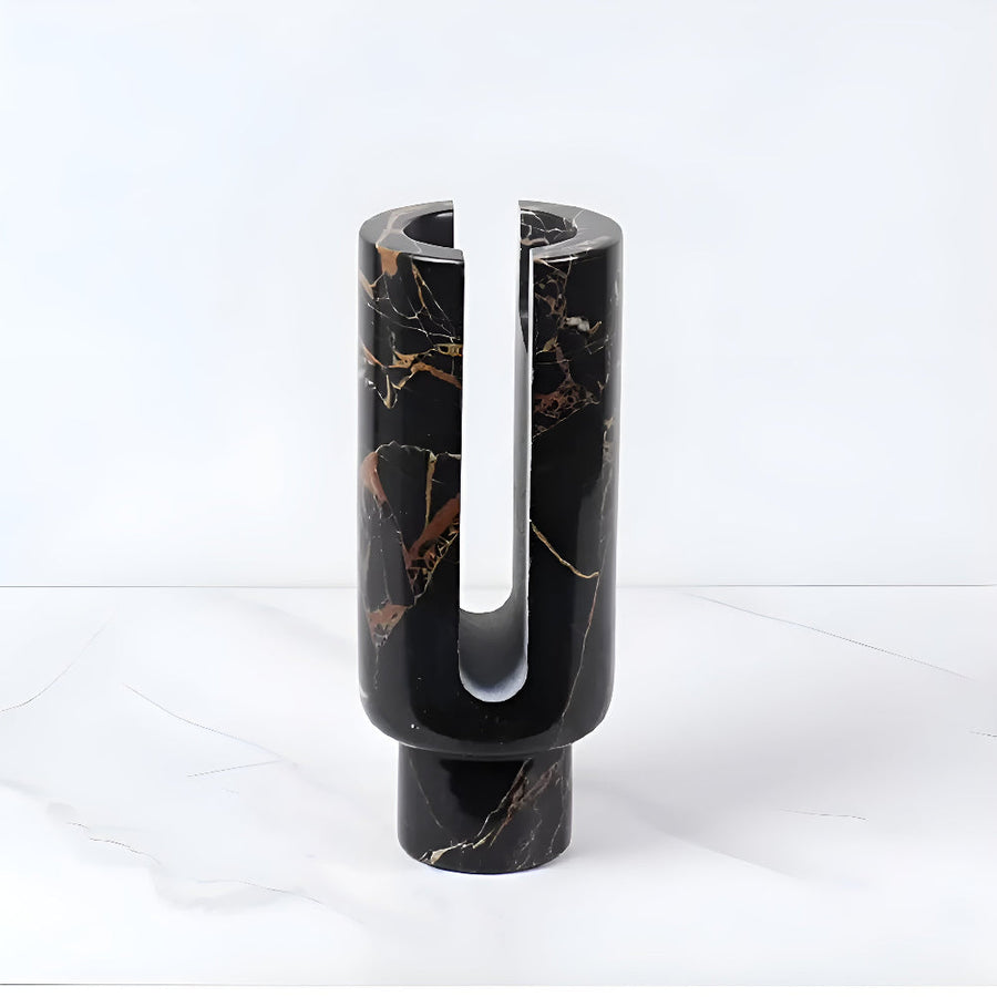 Marble Candle Holder Eclipse Design-Home Decor > Candle Holders-casanuva-Obsidian Black-casanuva
