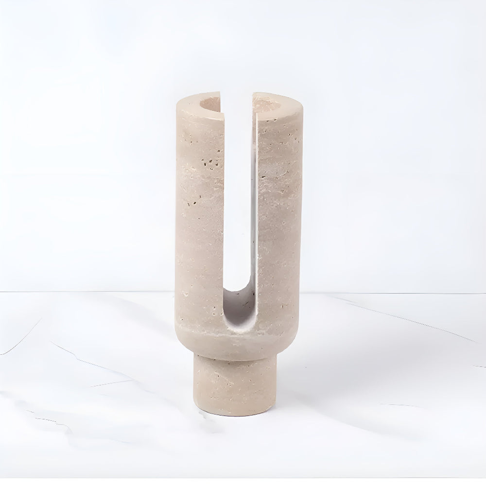 Marble Candle Holder Eclipse Design-Home Decor > Candle Holders-casanuva-Travertine Beige-casanuva