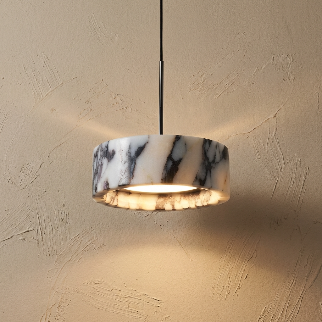 Marble Drum Pendant Light-Lighting > Chandeliers & Pendant Lights-casanuva-casanuva