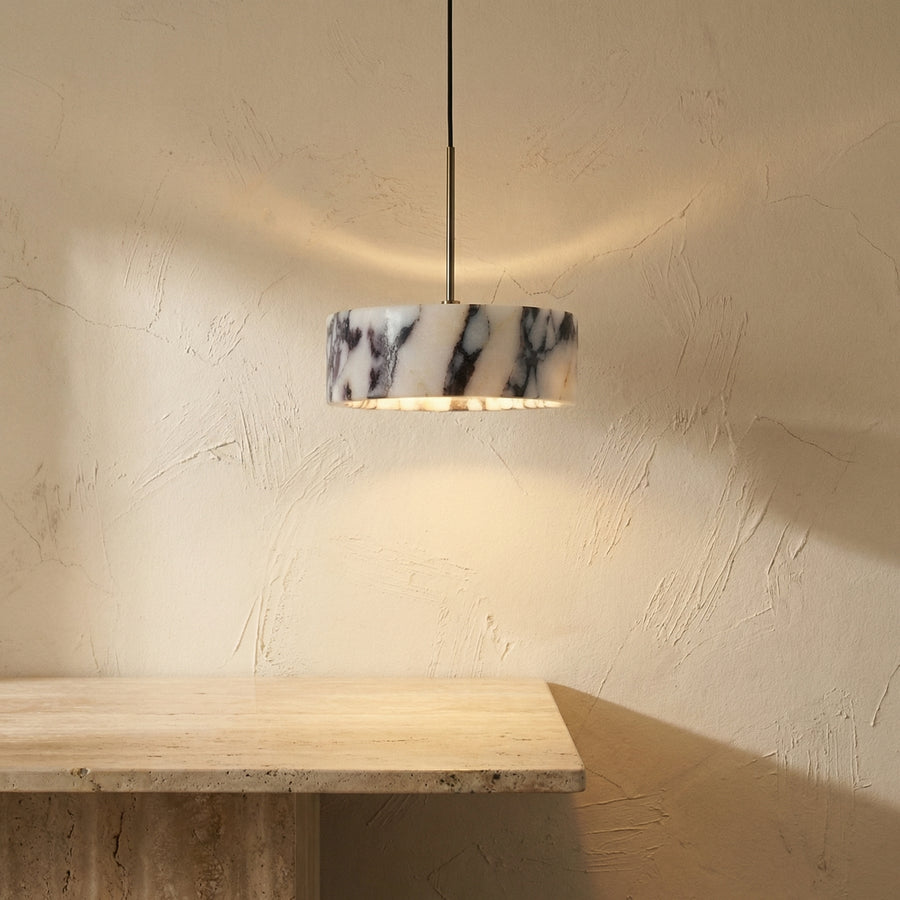 Marble Drum Pendant Light-Lighting > Chandeliers & Pendant Lights-casanuva-casanuva