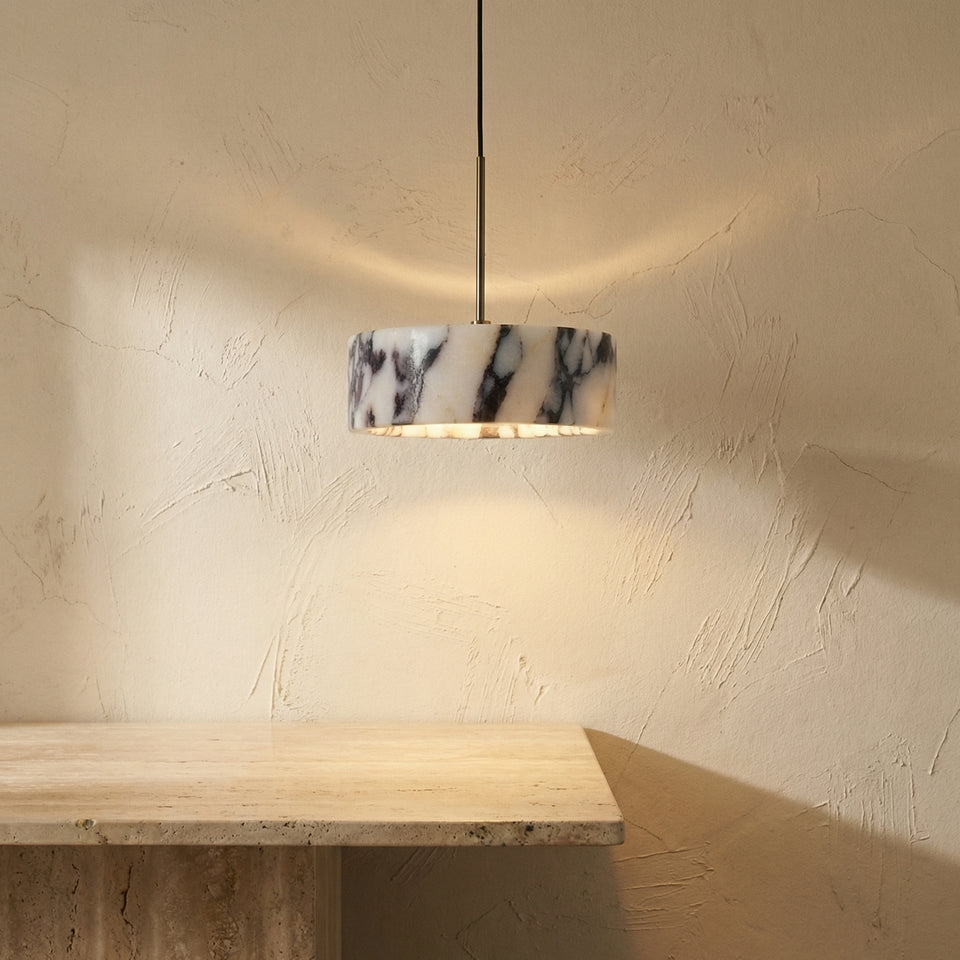Marble Drum Pendant Light-Lighting > Chandeliers & Pendant Lights-casanuva-casanuva