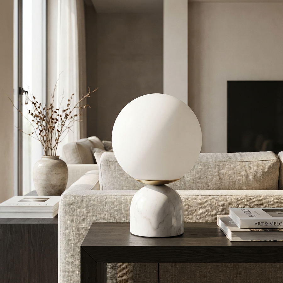 Marble Glass Table Lamp Round Design-Lighting > Table Lamps-casanuva-casanuva
