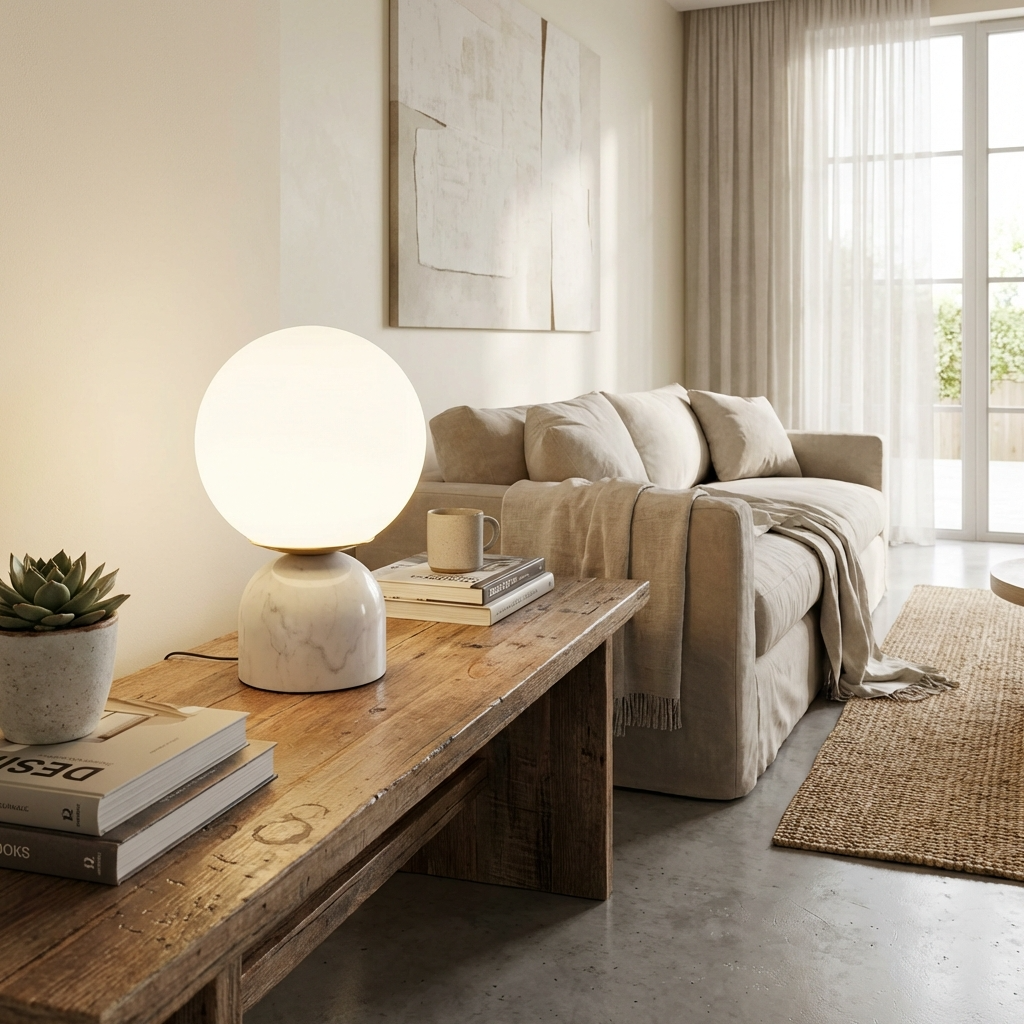 Marble Glass Table Lamp Round Design-Lighting > Table Lamps-casanuva-casanuva