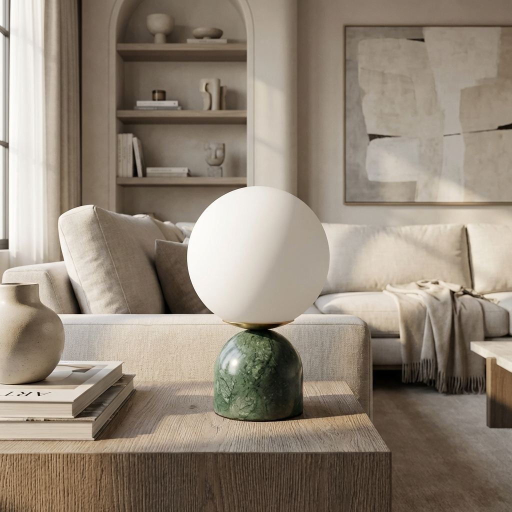 Marble Glass Table Lamp Round Design-Lighting > Table Lamps-casanuva-casanuva