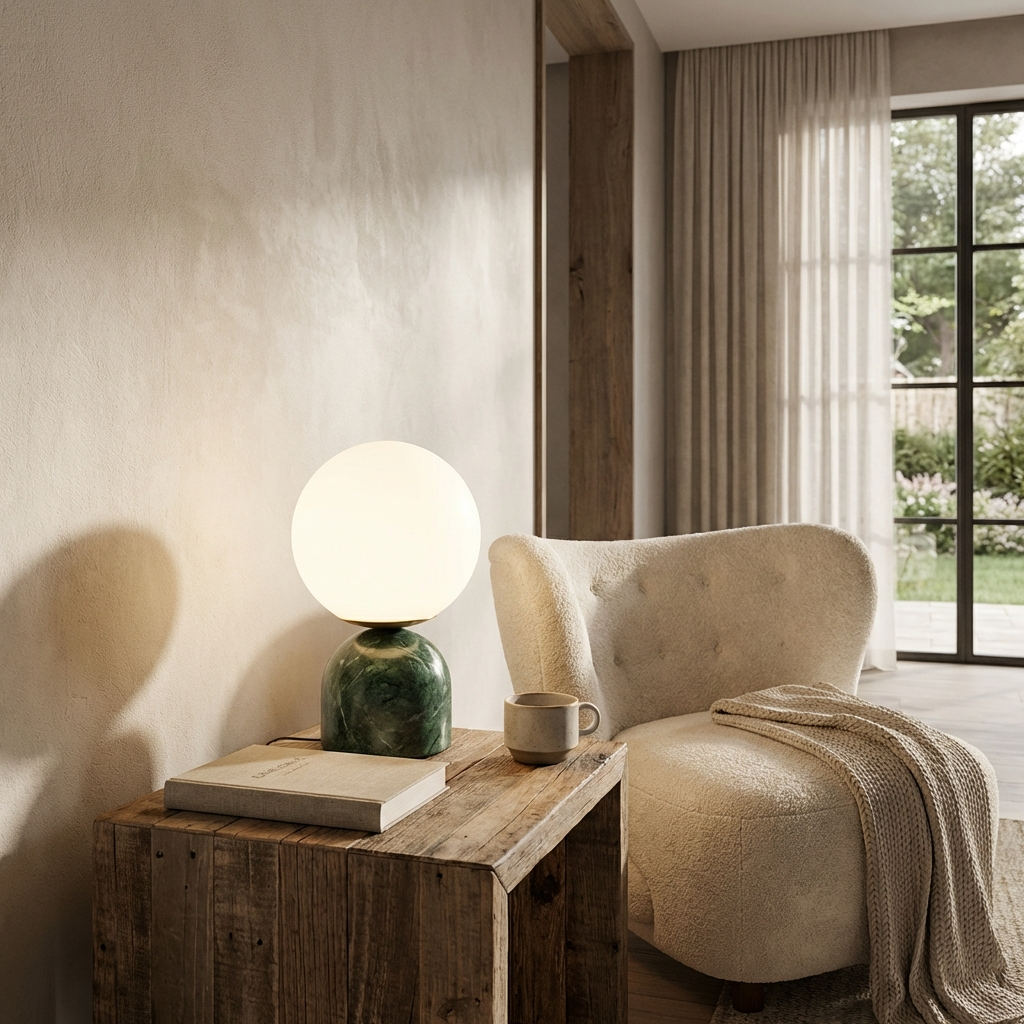 Marble Glass Table Lamp Round Design-Lighting > Table Lamps-casanuva-casanuva