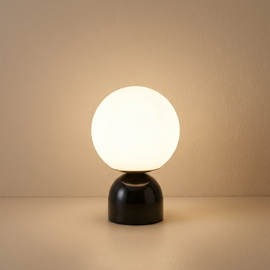 Marble Glass Table Lamp Round Design-Lighting > Table Lamps-casanuva-Black Marble-casanuva