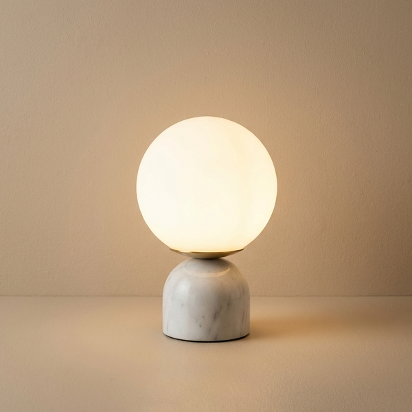 Marble Glass Table Lamp Round Design-Lighting > Table Lamps-casanuva-White Marble-casanuva