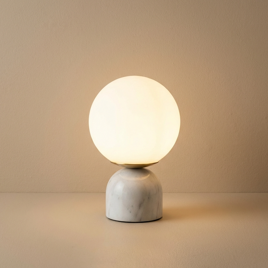 Marble Glass Table Lamp Round Design-Lighting > Table Lamps-casanuva-White Marble-casanuva