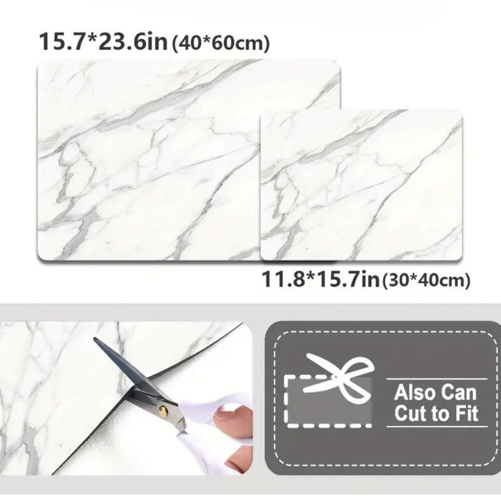 Marble Print Dish Drying Mat Washable and Absorbent-Kitchen & Dining > Kitchen Mats-casanuva-casanuva