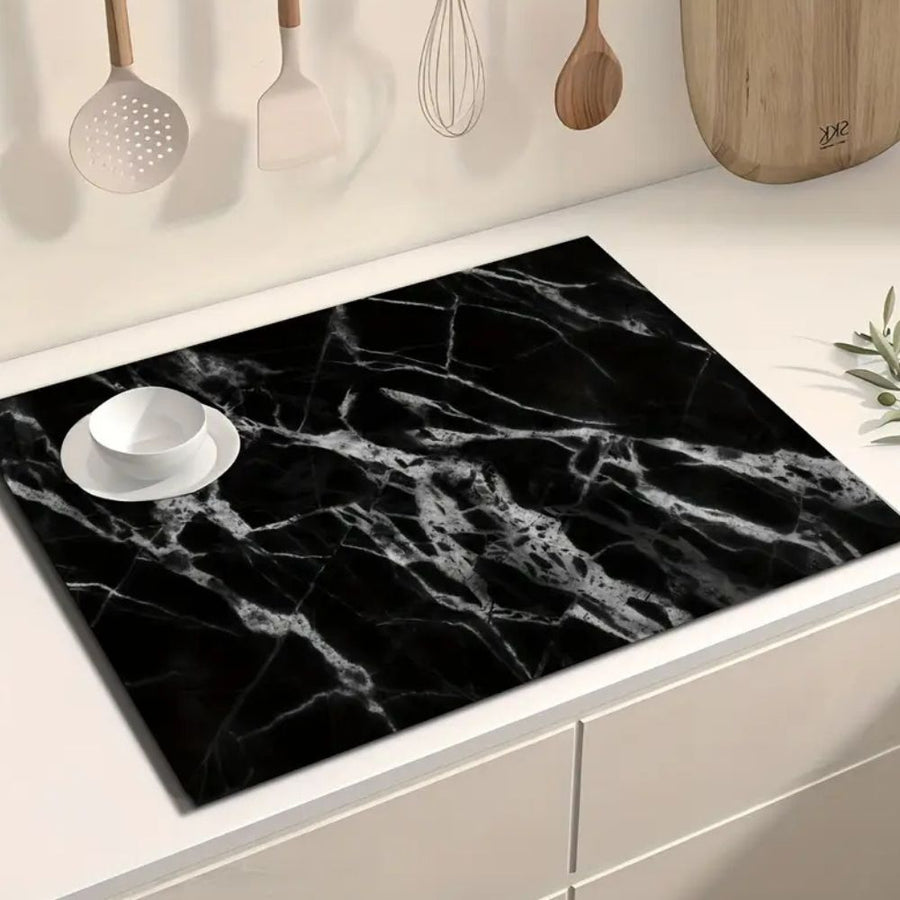Marble Print Dish Drying Mat Washable and Absorbent-Kitchen & Dining > Kitchen Mats-casanuva-casanuva