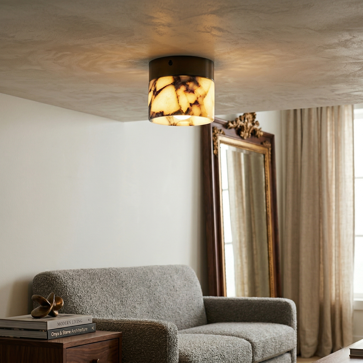Marble Round Ceiling Light Fixture-Lighting > Ceiling Lights-casanuva-casanuva