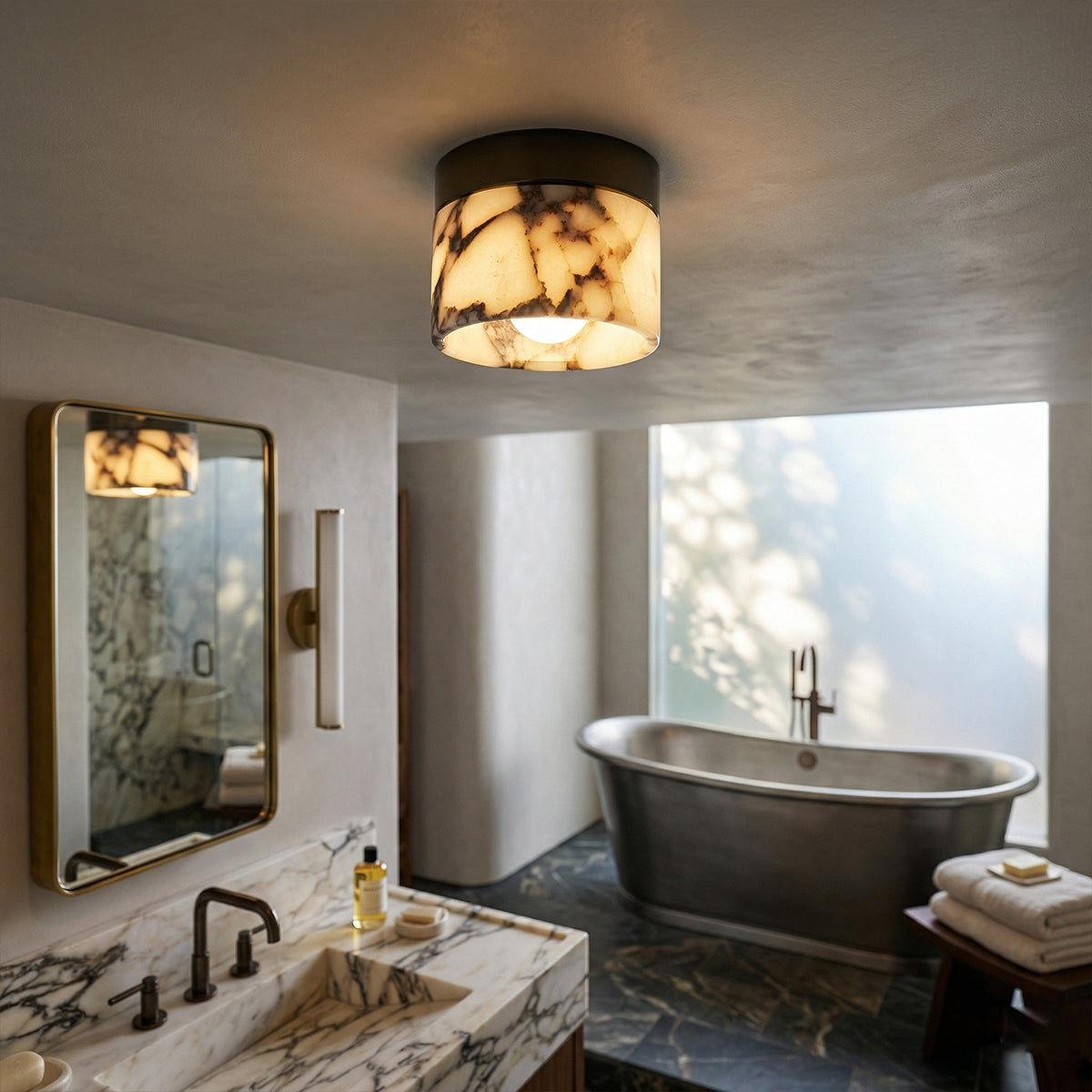 Marble Round Ceiling Light Fixture-Lighting > Ceiling Lights-casanuva-casanuva