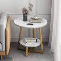 Marble Side Table Lightweight Compact Modern Accent Furniture-Furniture > Side Tables-casanuva-White-casanuva