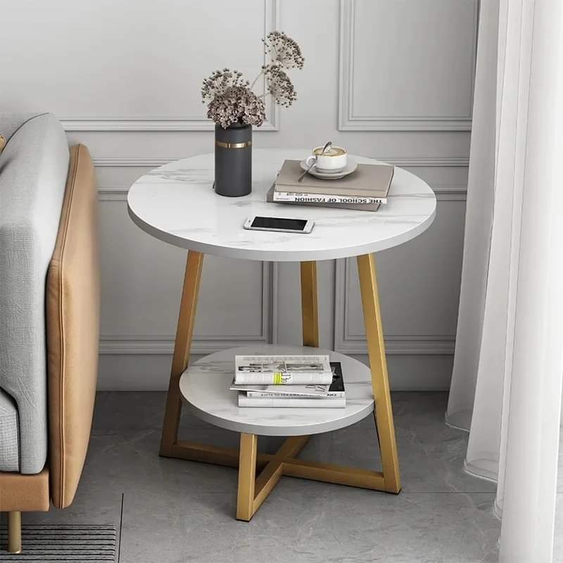 Marble Side Table Lightweight Compact Modern Accent Furniture-Furniture > Side Tables-casanuva-White-casanuva
