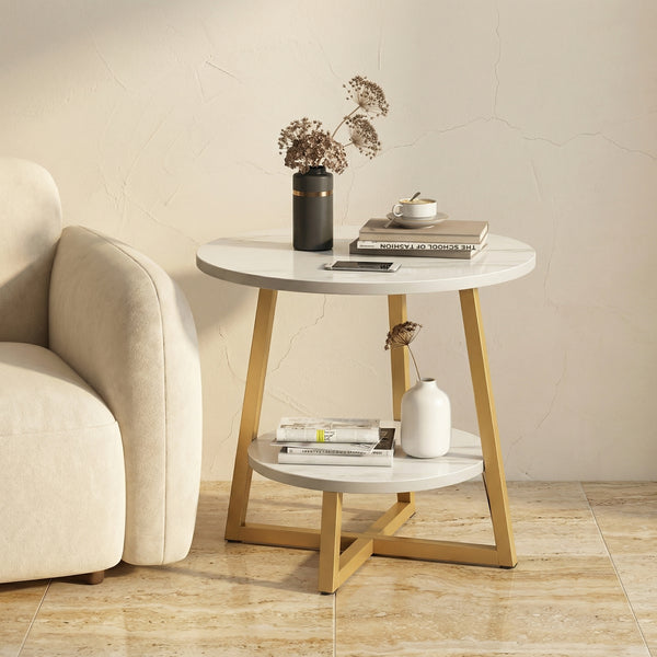 Marble Side Table Lightweight Compact Modern Accent Furniture-Furniture > Side Tables-casanuva-casanuva