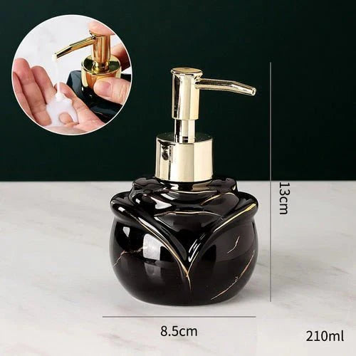Marble Soap Dispenser Elegant Bathroom Accessory-Bedding & Bath > Bathroom Accessories-casanuva-Black - Rose Shape-casanuva
