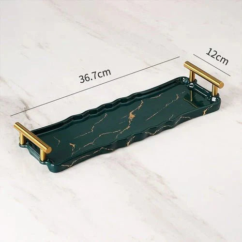 Marble Soap Dispenser Elegant Bathroom Accessory-Bedding & Bath > Bathroom Accessories-casanuva-Marble Dark Green Tray-casanuva