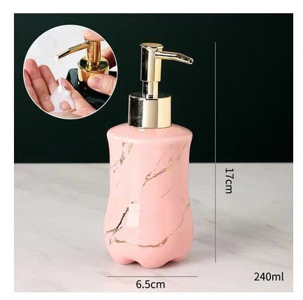 Marble Soap Dispenser Elegant Bathroom Accessory-Bedding & Bath > Bathroom Accessories-casanuva-Pink - Rounded Shape-casanuva