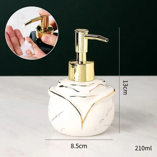 Marble Soap Dispenser Elegant Bathroom Accessory-Bedding & Bath > Bathroom Accessories-casanuva-White - Rose Shape-casanuva