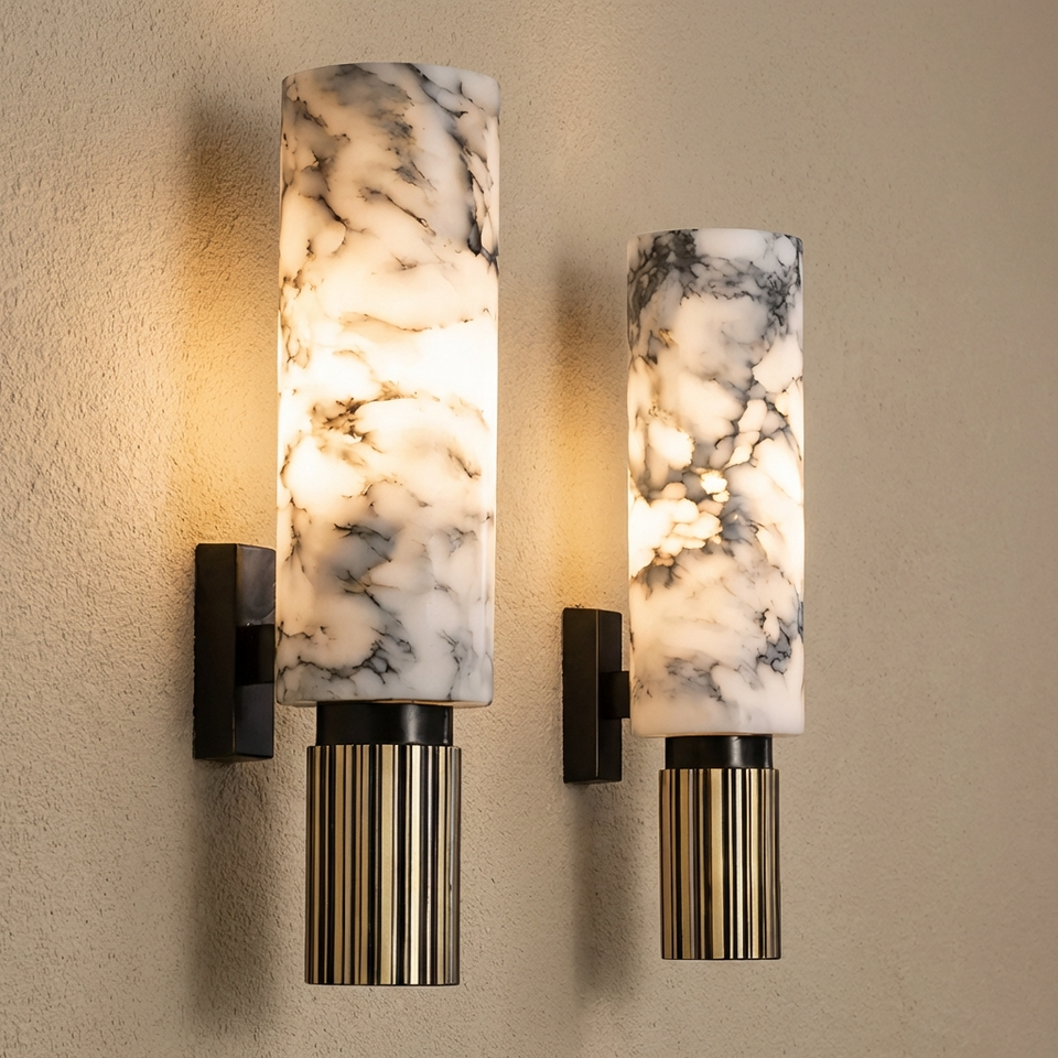 Marble and Brass Wall Light-Lighting > Wall Lights-casanuva-casanuva