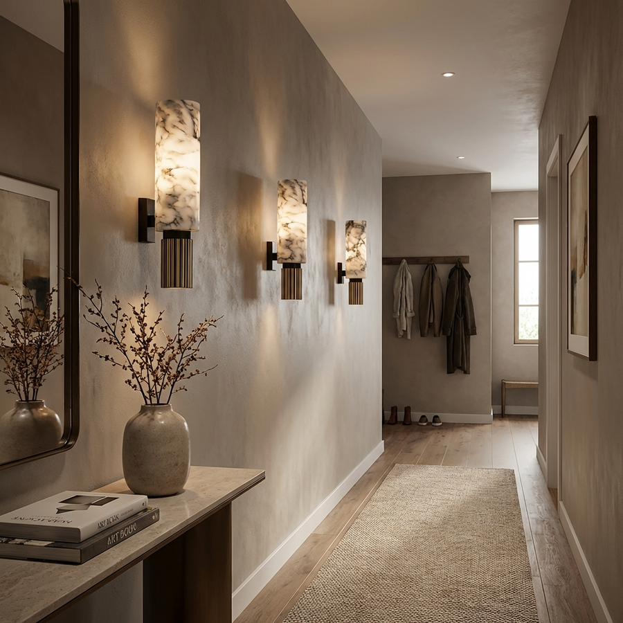 Marble and Brass Wall Light-Lighting > Wall Lights-casanuva-casanuva
