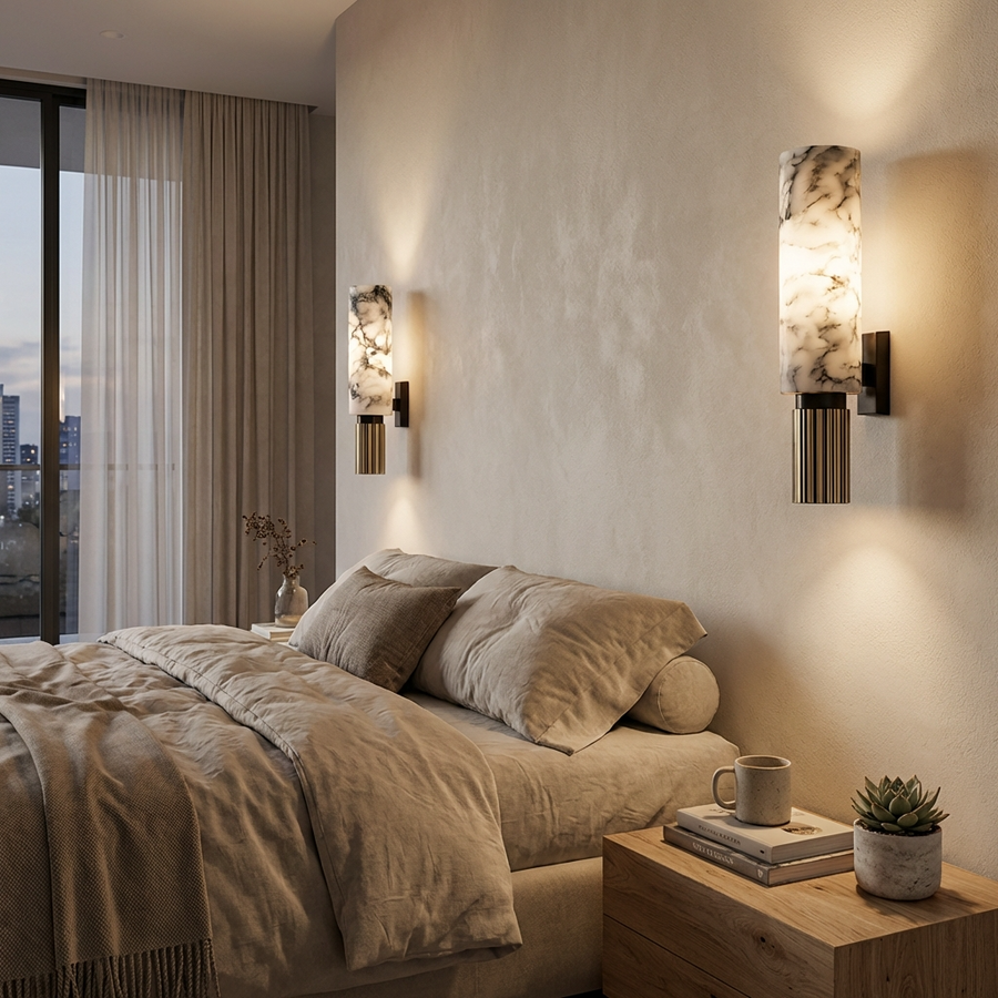 Marble and Brass Wall Light-Lighting > Wall Lights-casanuva-casanuva