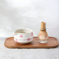 Matcha Set 5 Pieces White Floral Bowl Bamboo Whisk Ceramic-Kitchen & Dining > Coffee & Tea-casanuva-casanuva