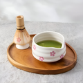 Matcha Set 5 Pieces White Floral Bowl Bamboo Whisk Ceramic-Kitchen & Dining > Coffee & Tea-casanuva-casanuva