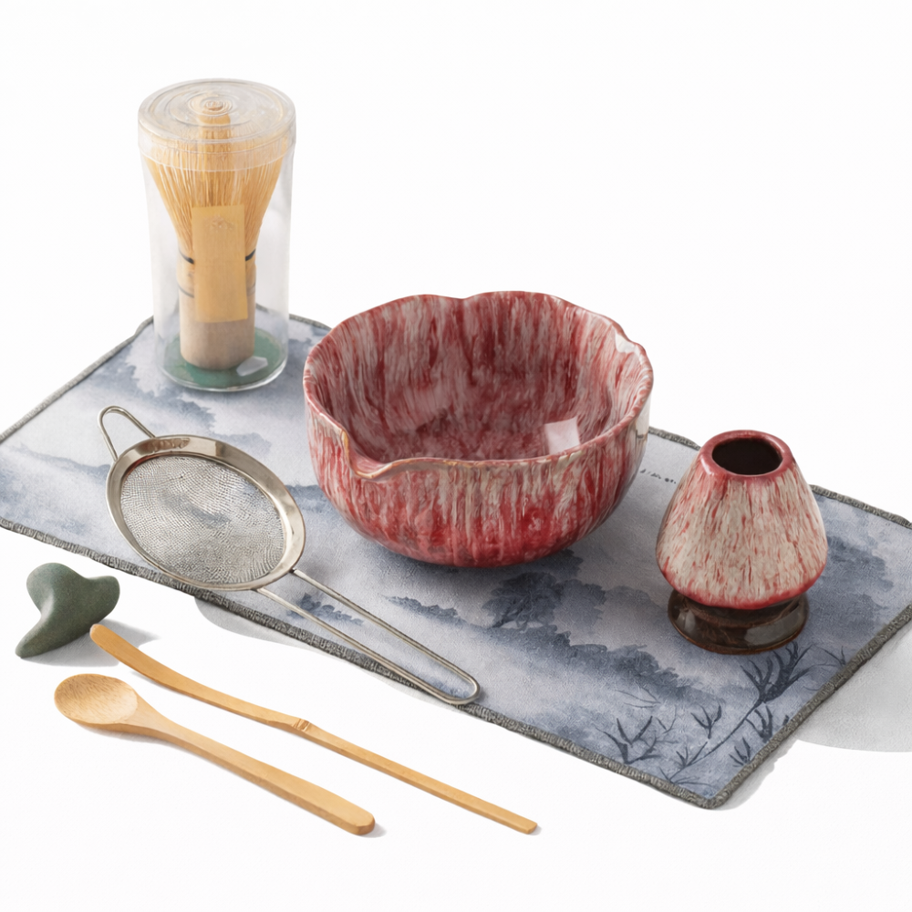 Matcha Set 8 Pieces Handmade Bowl 550 ml with Bamboo Accessories-Kitchen & Dining > Coffee & Tea-casanuva-casanuva