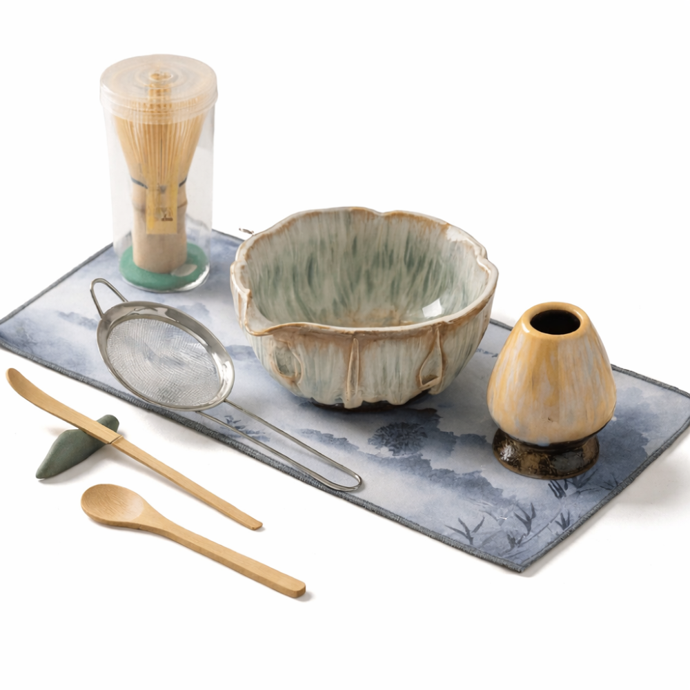 Matcha Set 8 Pieces Handmade Bowl 550 ml with Bamboo Accessories-Kitchen & Dining > Coffee & Tea-casanuva-casanuva